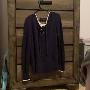 Gap navy blue & white over over sized sweater.